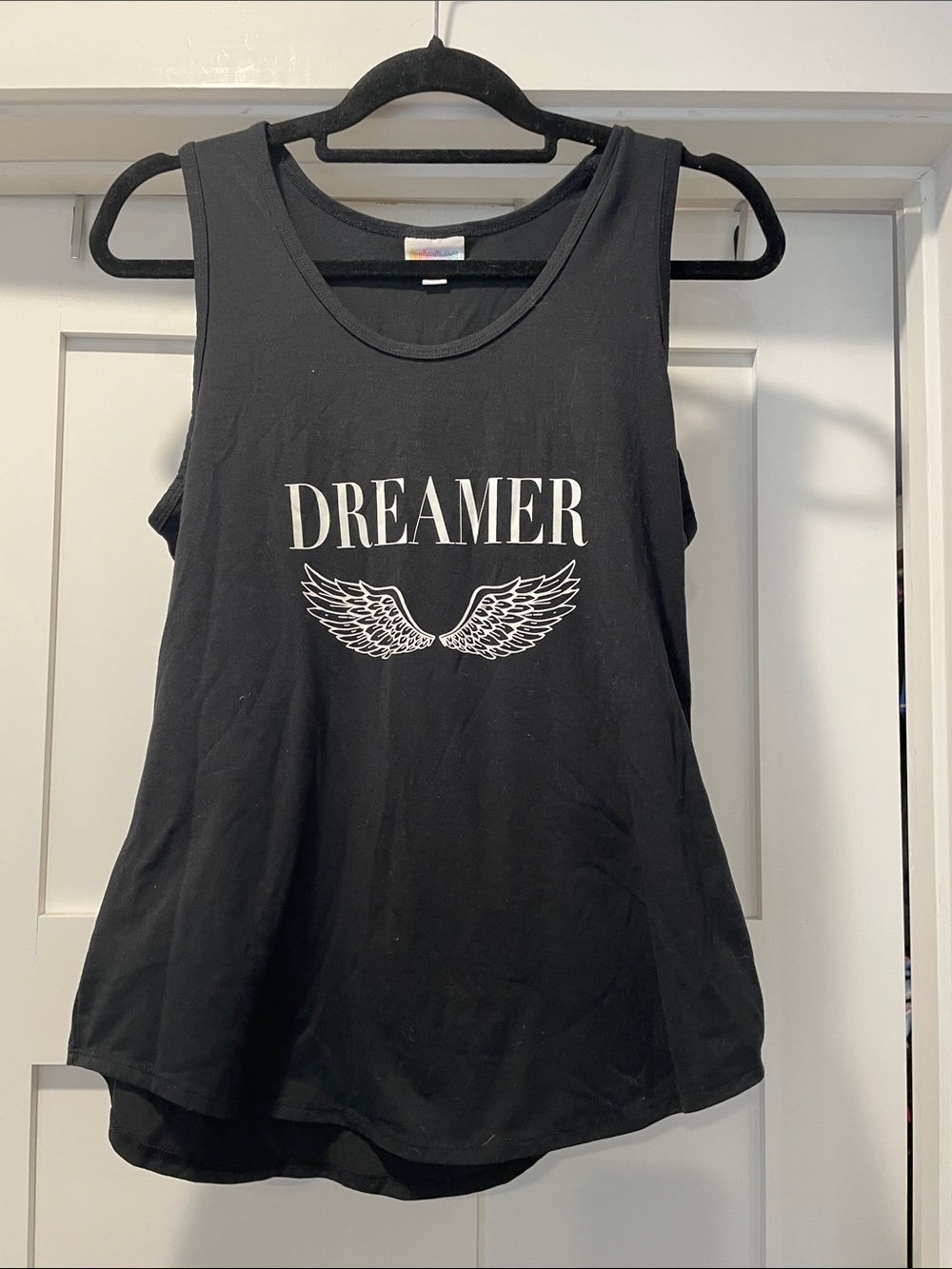 LuLaRoe Black 'Dreamer' Tank Top with Wing Graphic - size M